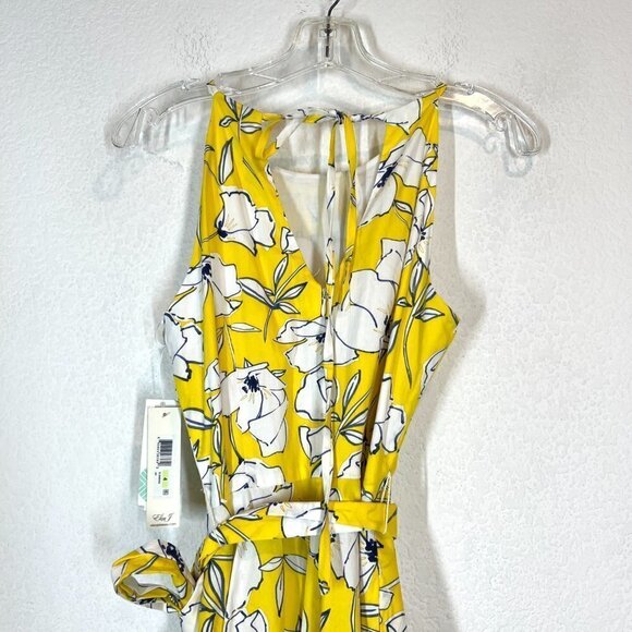 Eliza J Floral Dress Ruffle Midi Yellow Blue High Low Halter 4 - Picture 7 of 15